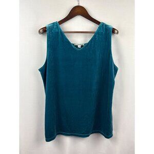 Women’s Maple XL Dark Teal Velvet Sleeveless V-Neck Blouse